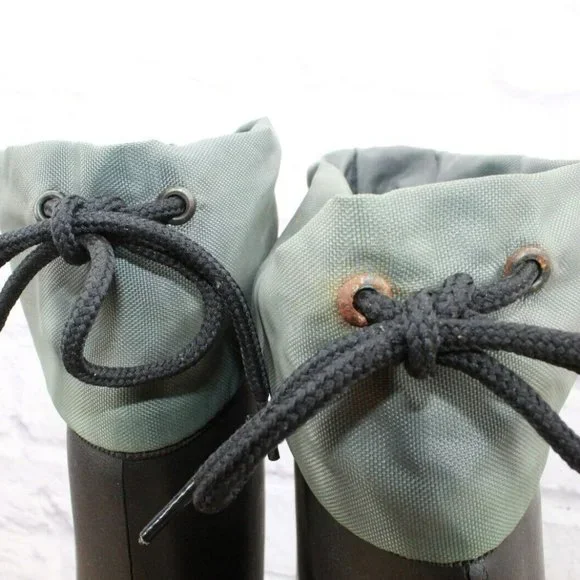 LL Bean Black Rubber Mid Calf Waterproof Insulated Winter Boots Size 6 - Picture 10 of 11